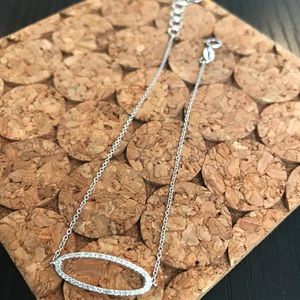 Silver 14 karat diamond oval bracelet